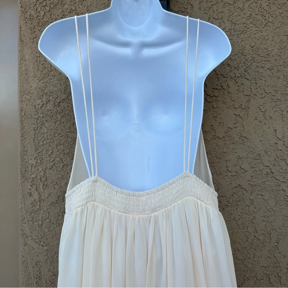 NEW Cream Open Back Strappy Maxi Dress with slit - Picture 6 of 8